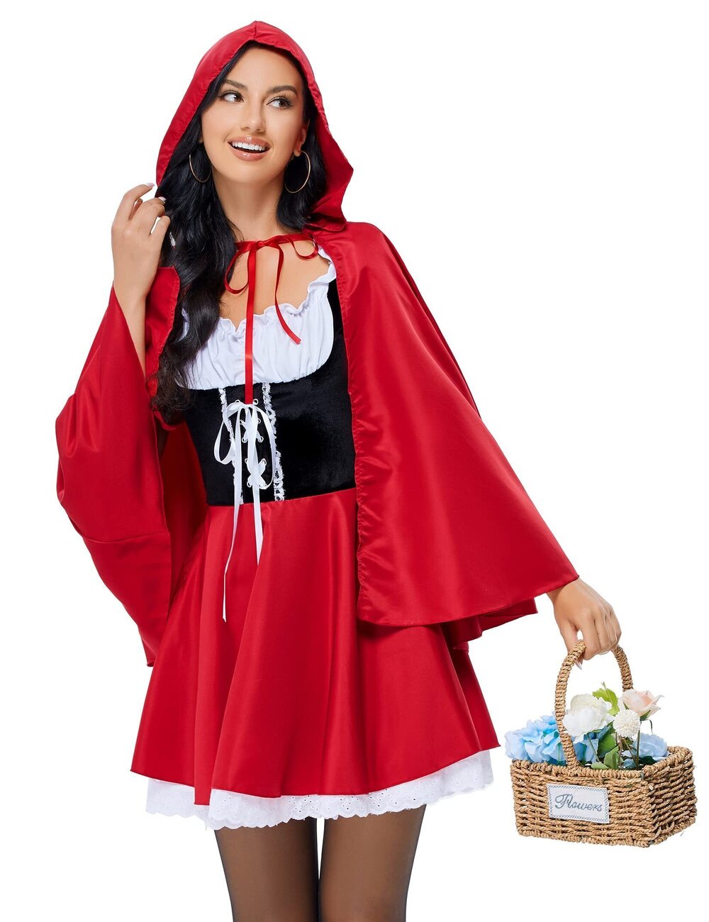4292 Little Red Riding Hood Costume Halloween Party Dress with Cape Adult